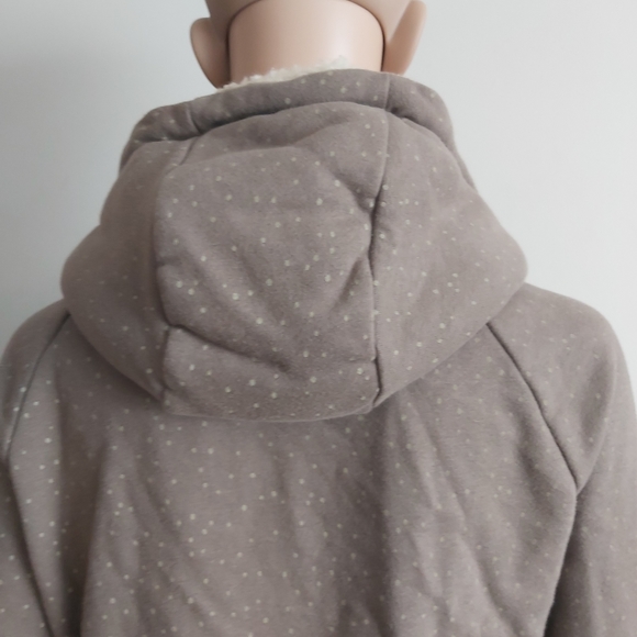 Mazine women's taupe tan green hoodie hooded sweatshirt zip up polkadots - Picture 9 of 16